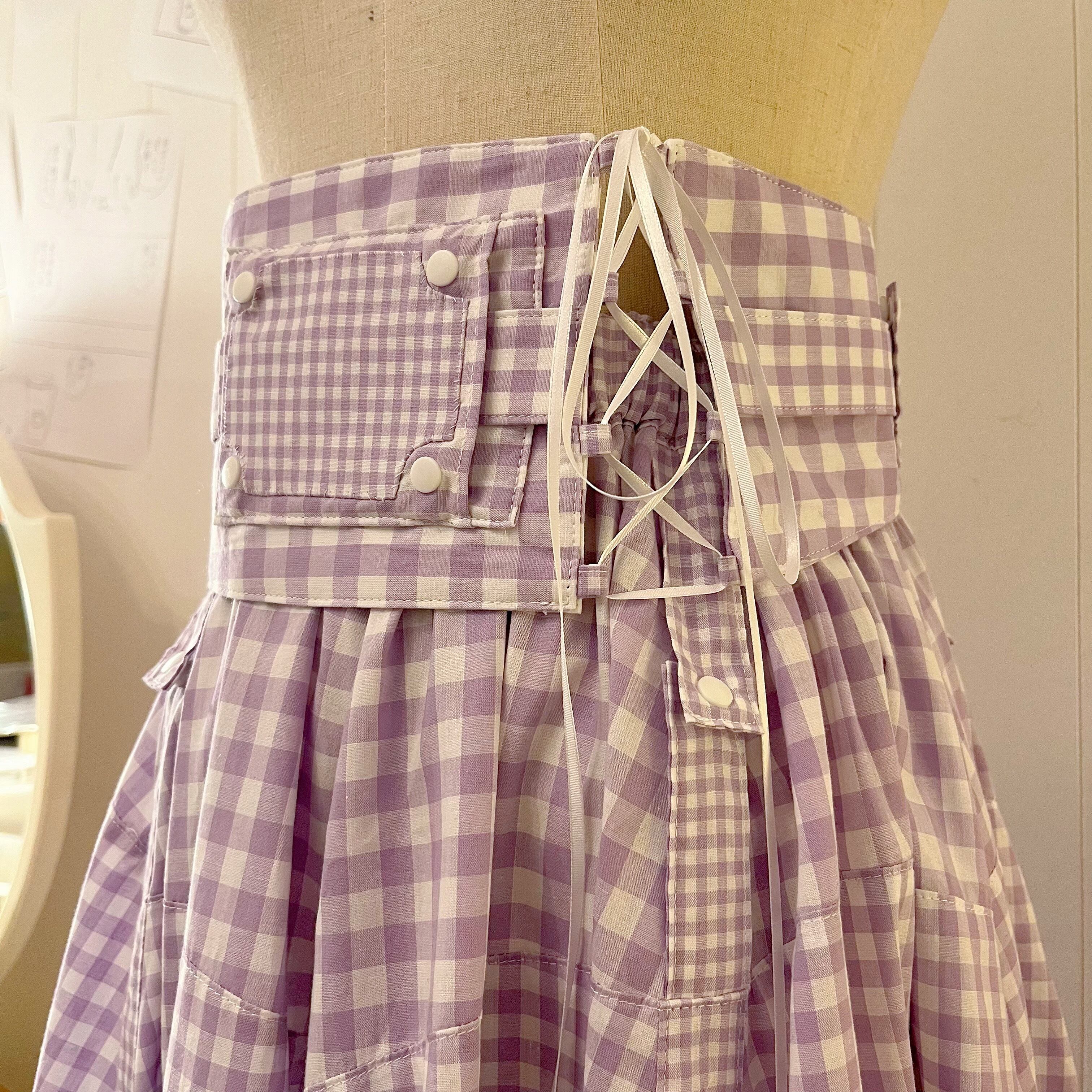 original : transformation belt gingham check skirt . purple