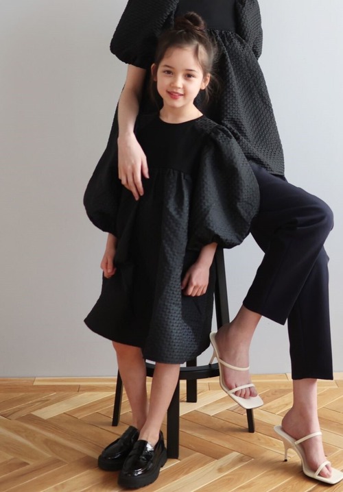 CLOVER PUFF DRESS BLACK 6Y-8Y