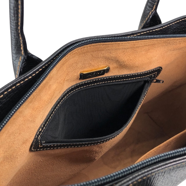 LOEWE ロエベ ハンドバッグ ブラック レザー 型押し vintage ヴィンテージ オールド 5gfxms