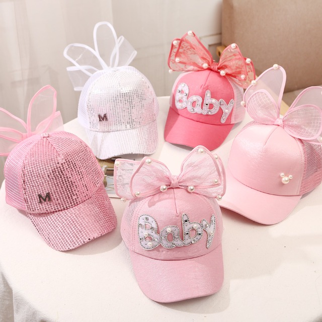 予約商品 メッシュキャップ キッズ 女の子 帽子 日よけ ミッキー アルファベット Lovely Sweet 48 54cm 水玉柄 キャップ ウサギ パール キラキラ 子供 小学生 幼稚園 保育園 かわいい Lavoro