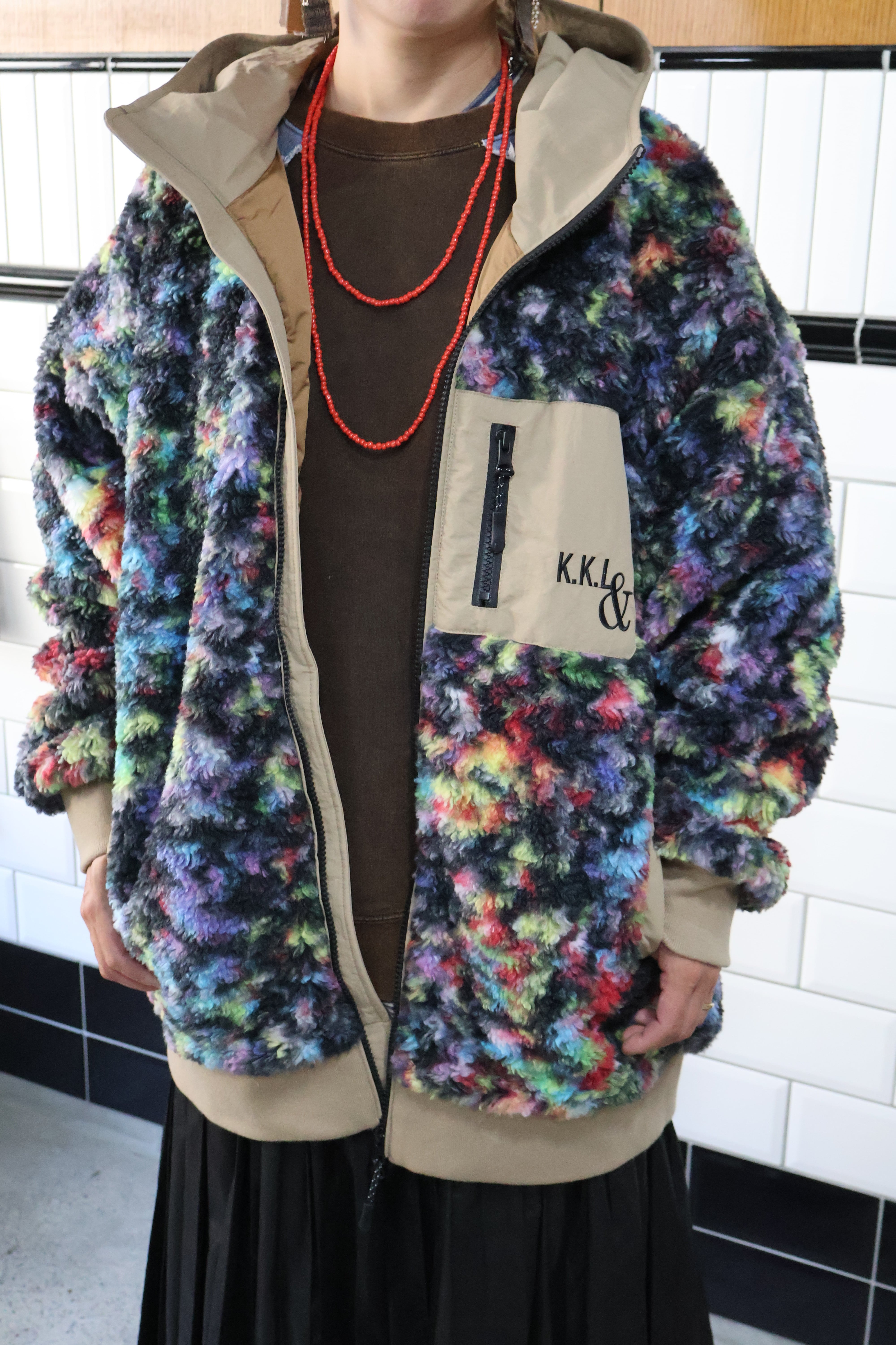 NEW！サイケ柄ボア×ナイロンフードZIPブルゾン【12506-286-20】2025AW