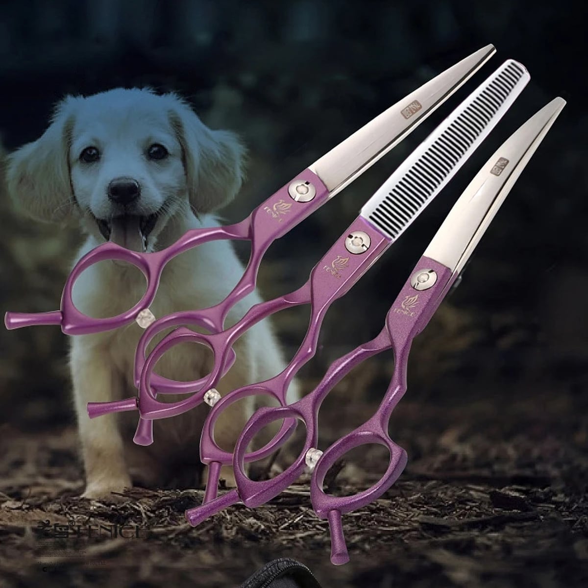 ペットシザーセット 3本 6.5インチ カーブシザー 25度 ストレートシザー セニング 35% はさみセット 犬 猫 トリマー