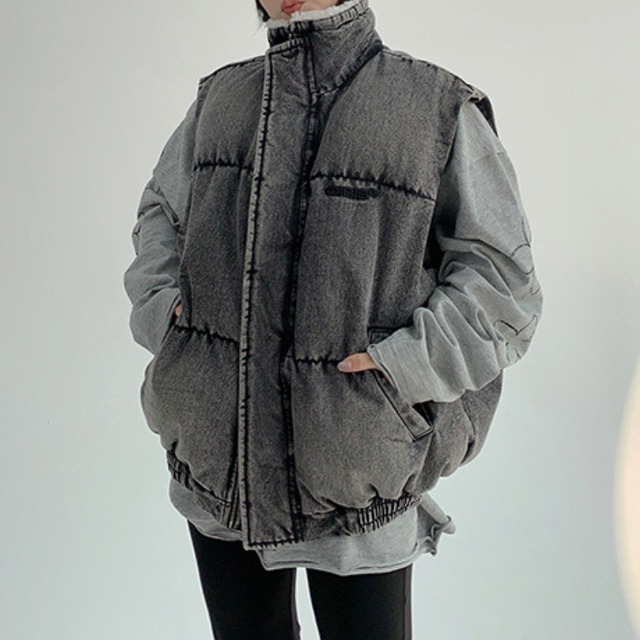 パッチ ミニマル 中綿入り ダウンベスト L00302