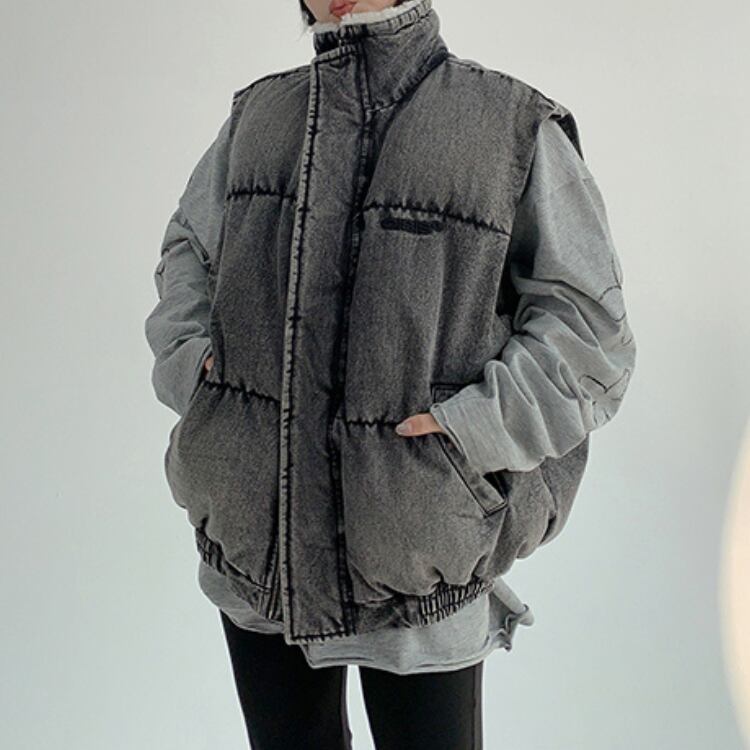 パッチ ミニマル 中綿入り ダウンベスト L00302