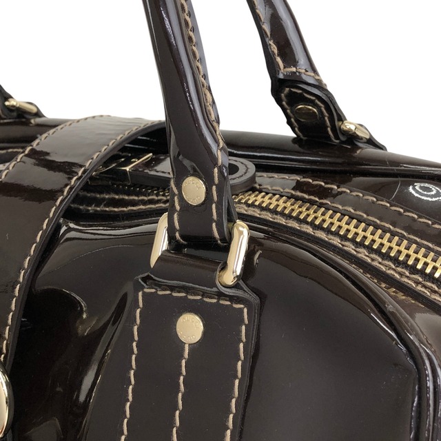 GUCCI グッチ ハンドバッグ ブラウン ベルト リボン エナメル ボストンバッグ vintage ヴィンテージ オールド dan4kc