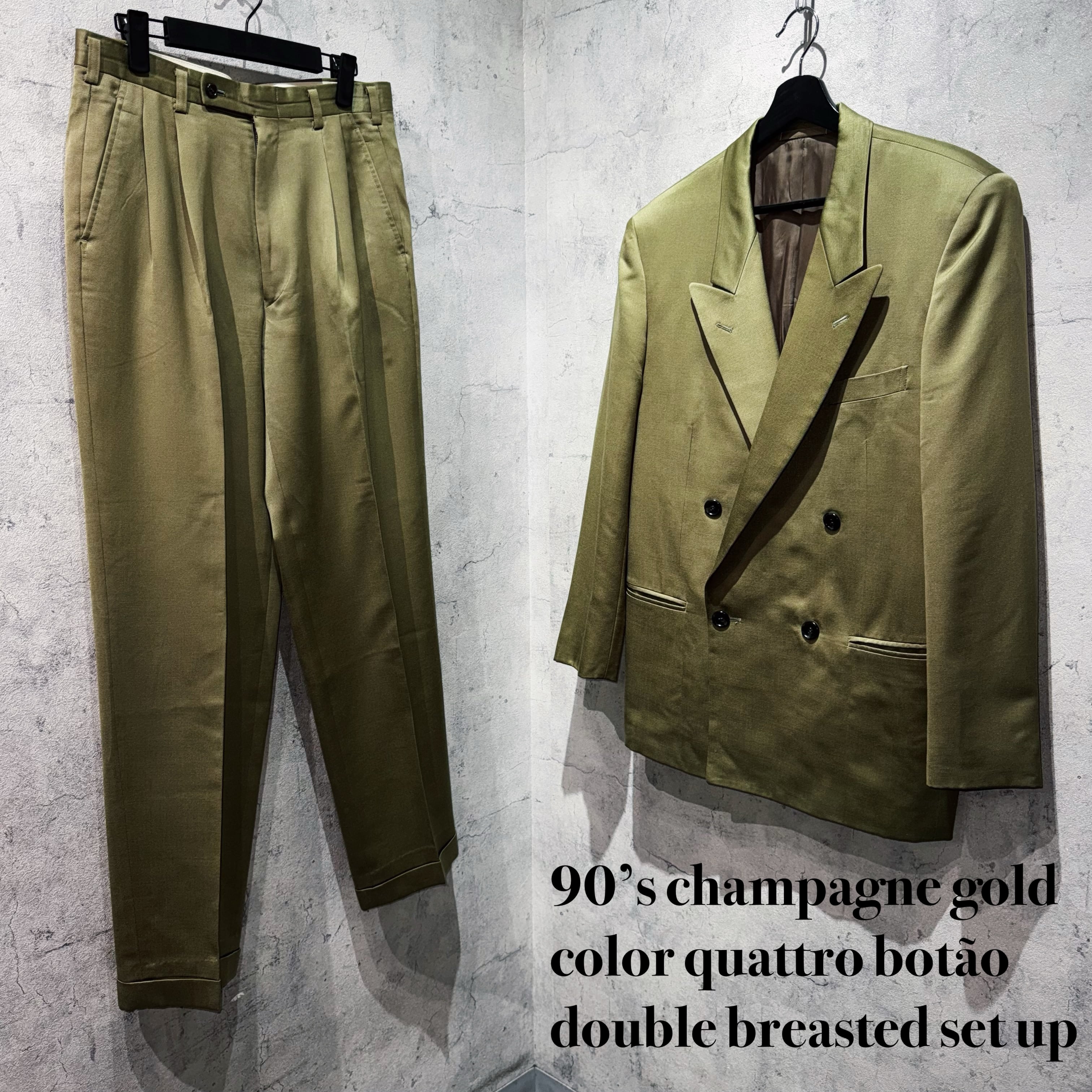 90’s champagne gold color quattro botão double breasted set up