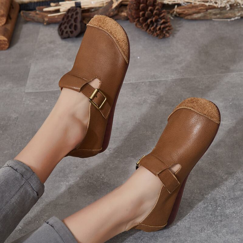 スプリングエスニックスタイルスタンダードレザーシングル 靴 シューズ レトロ 春物 ラウンドトー Yiranxuaディースワード58554592180