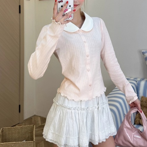 ラウンドカラーハートボタンメロウトップス ・72668