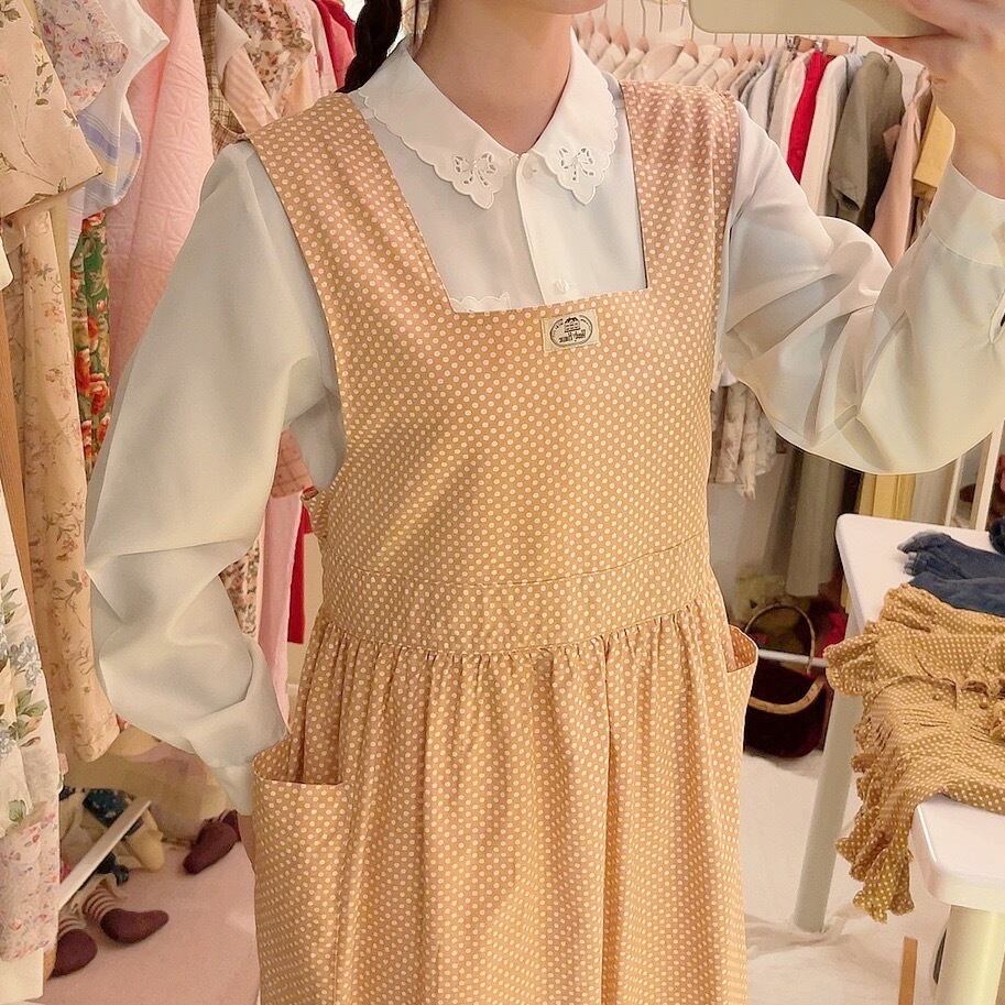 orange dot apron one-piece