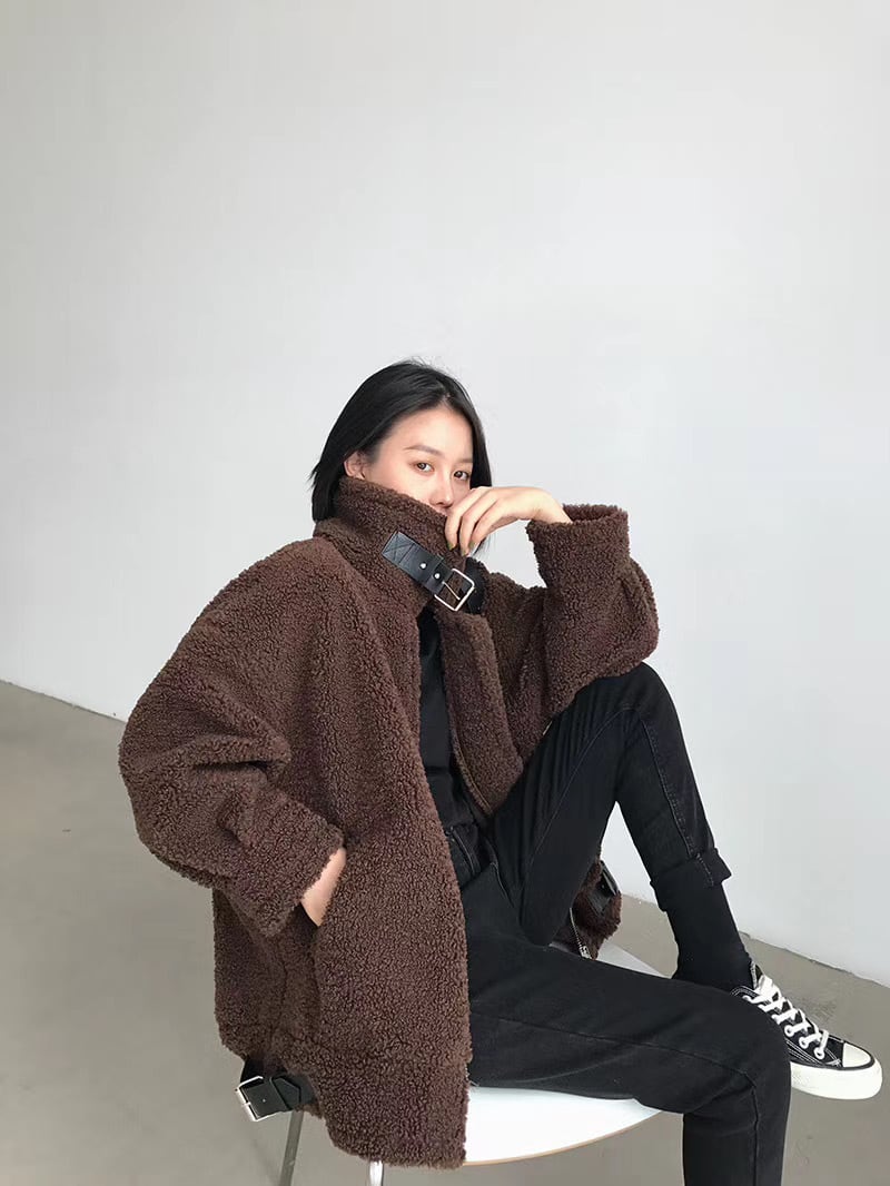 ハトメベルトハイネックボアジャケット