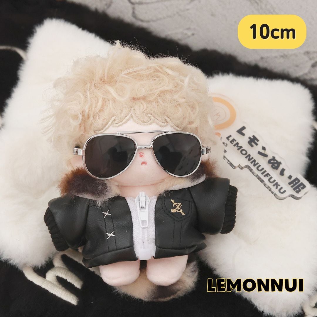 10cm ぬいぐるみ服 着せ替え レザージャケット 黒 ぬい活 推し活