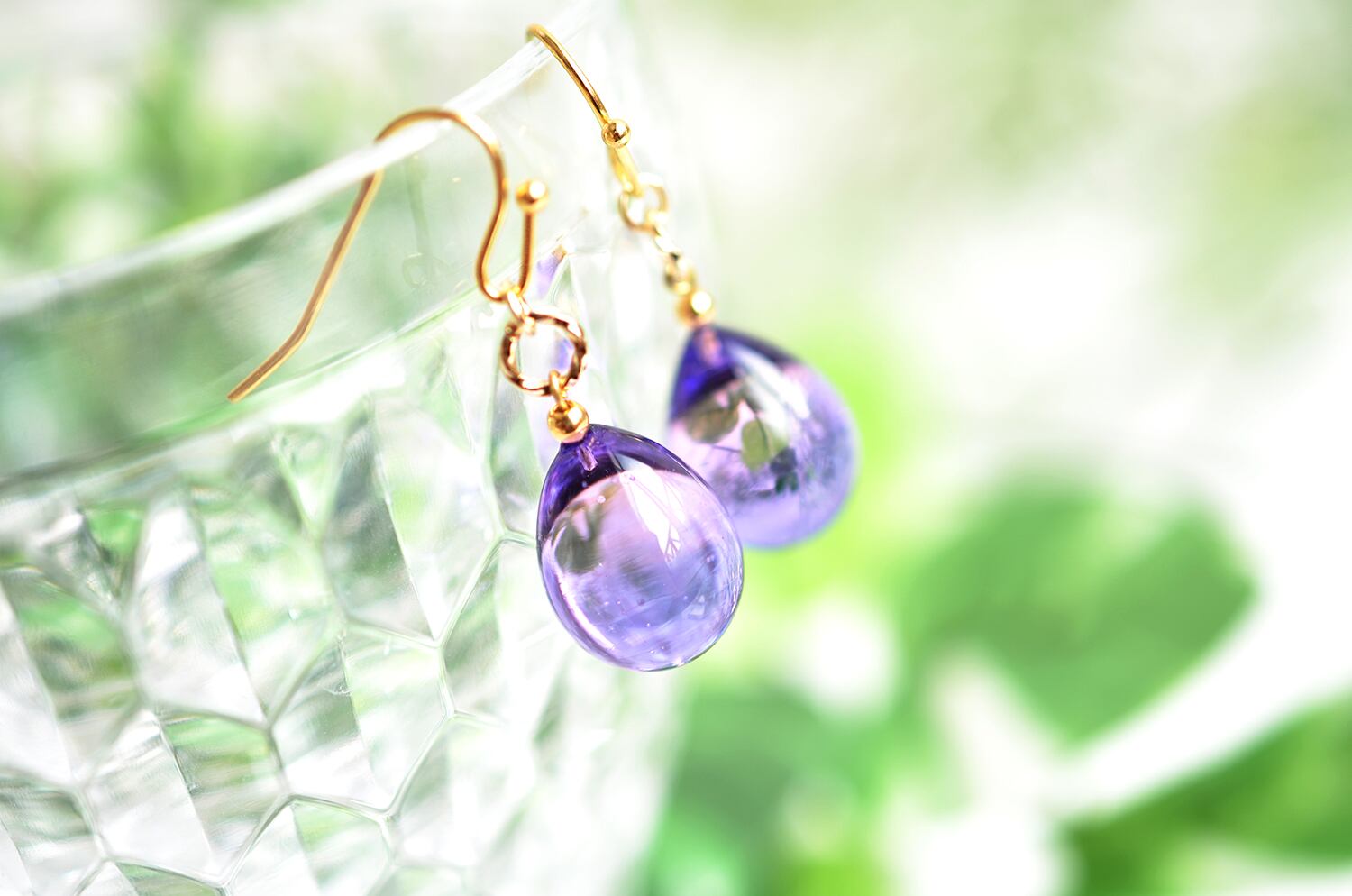 トワイライト&ラベンダーピアス＊イヤリング（ゴールドカラー