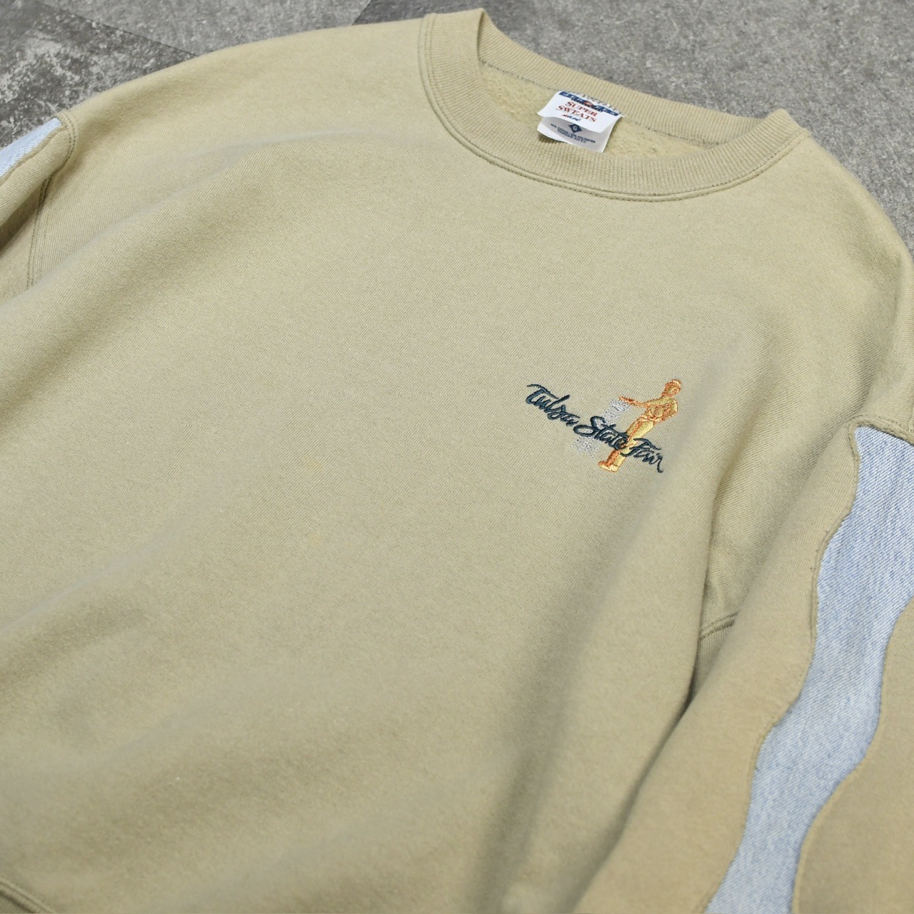 custom arm denim switching sweat