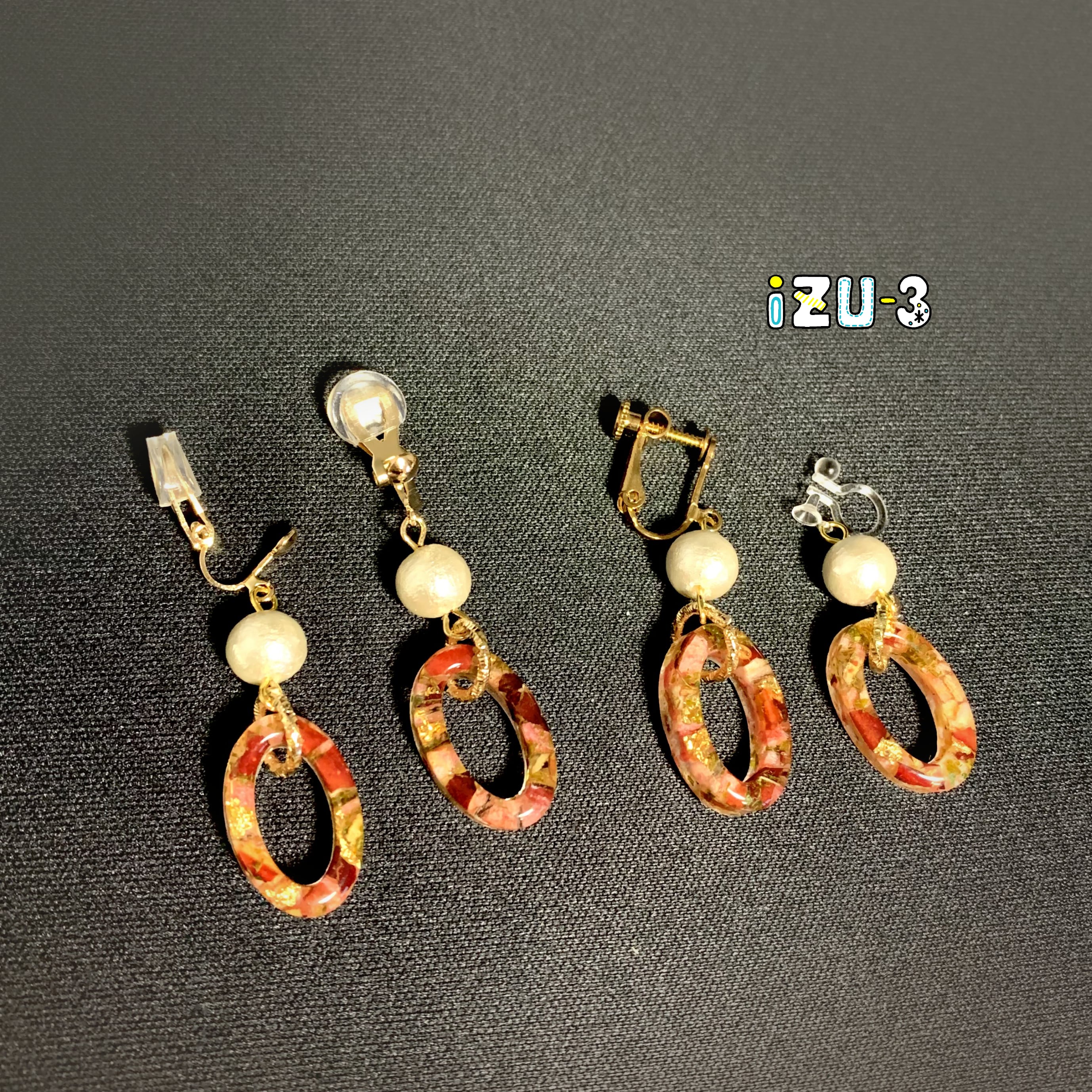 りんごのオーバルリングイヤリング【秋田県横手市産りんご使用】 | izu-3