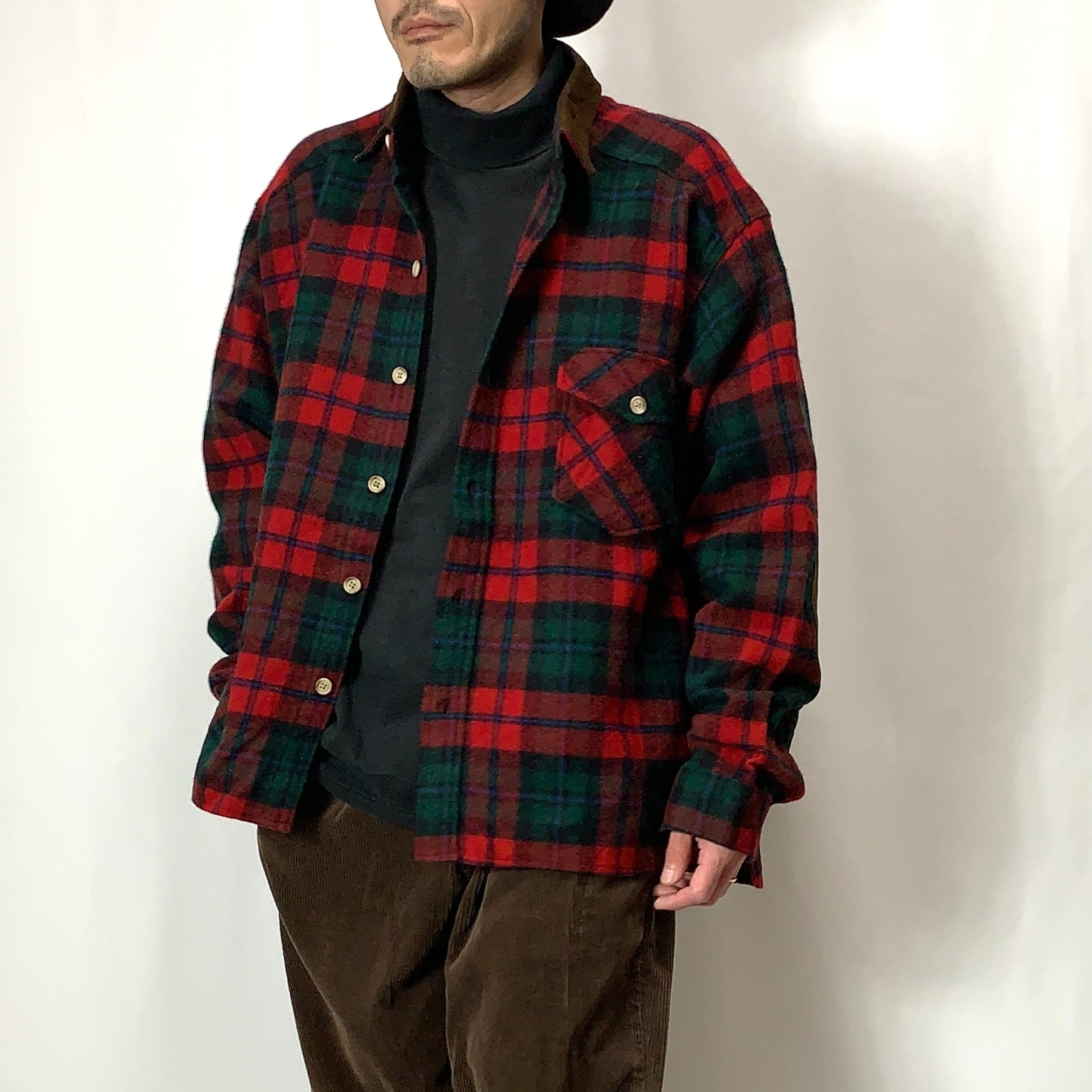 【 Knit-to-Fit】ウールチェックシャツ RED