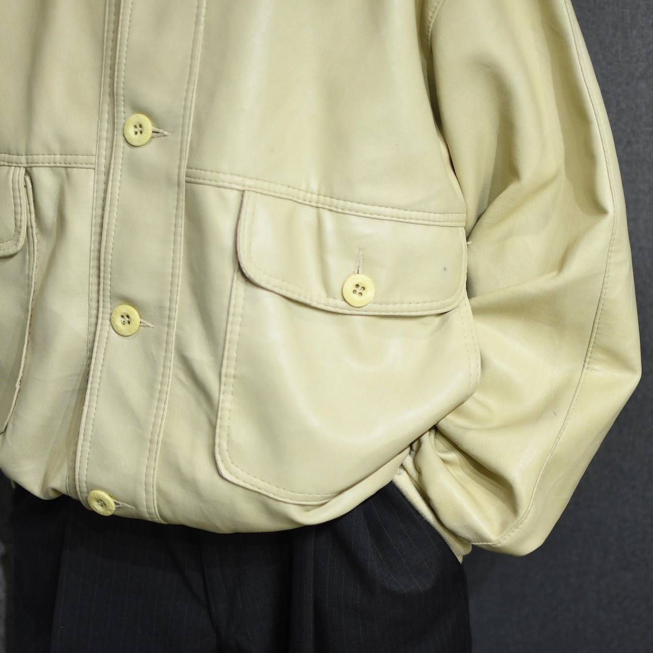 faux leather jacket ivory