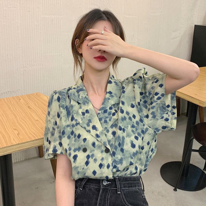 シフォンシャツ サマー薄手スタイルスタンダードトップス レトロ 夏物 試着室43625354280