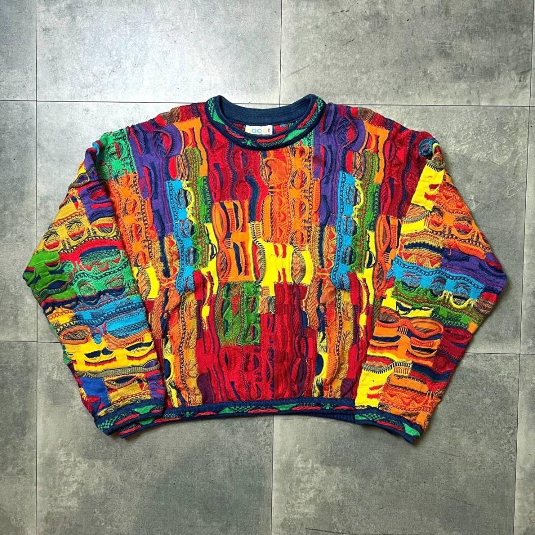 90's Coogi Mercerized Cotton 3D Pattern Sweater In Multi / 90s
