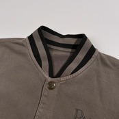 PAPAS パパス ロゴプリント 洗い加工 ライトコットン ジャケット スタジャン風 サイズ 48 M /グリーングレー系/メンズ/日本製