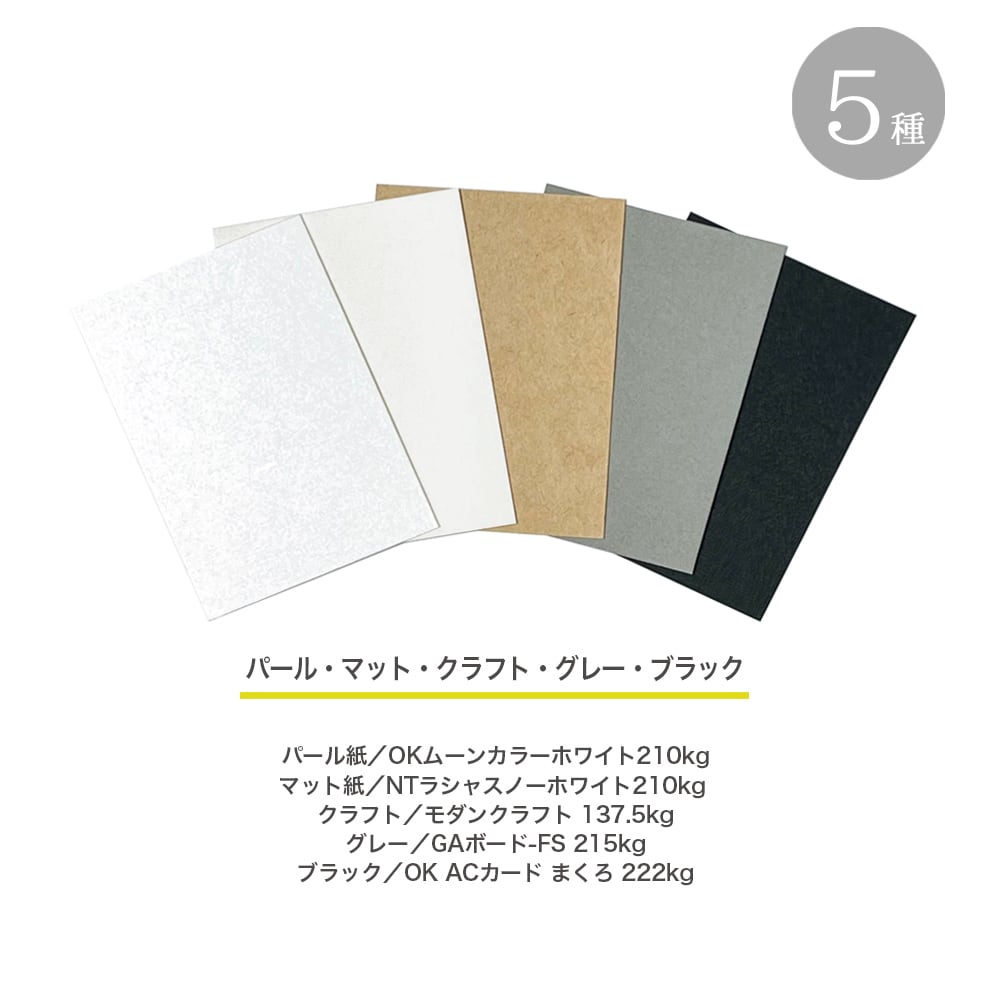 17種類 】紙サンプルセット（基本の5種・冬色のカード・優しい色の