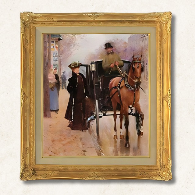 直筆仕上げ油絵　【ジャン・べロー】Photogravure aquarellee   F10　絵画 アート インテリア 人物画