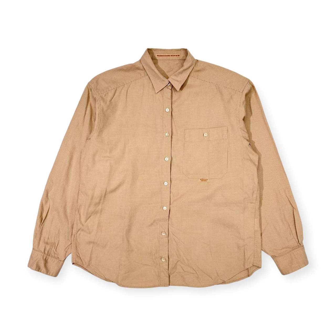 Mademoiselle NON NON マドモアゼルノンノン ギンガムチェック 長袖シャツ/ベージュ レディース