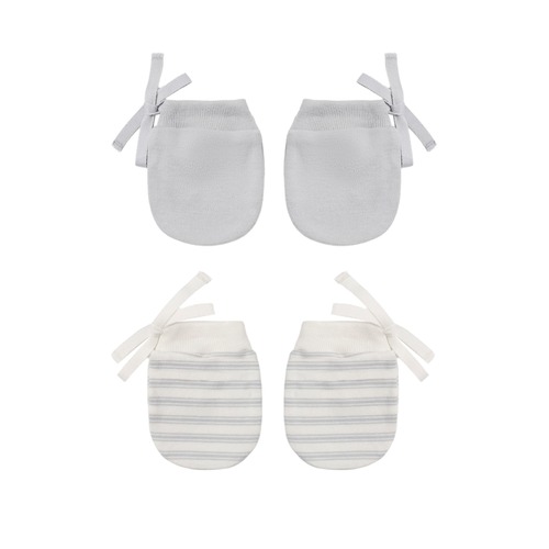 Quincy Mae(クインシーメイ) / 26aw NO SCRATCH MITTENS,SET / CLOUD STRIPE , CLOUD