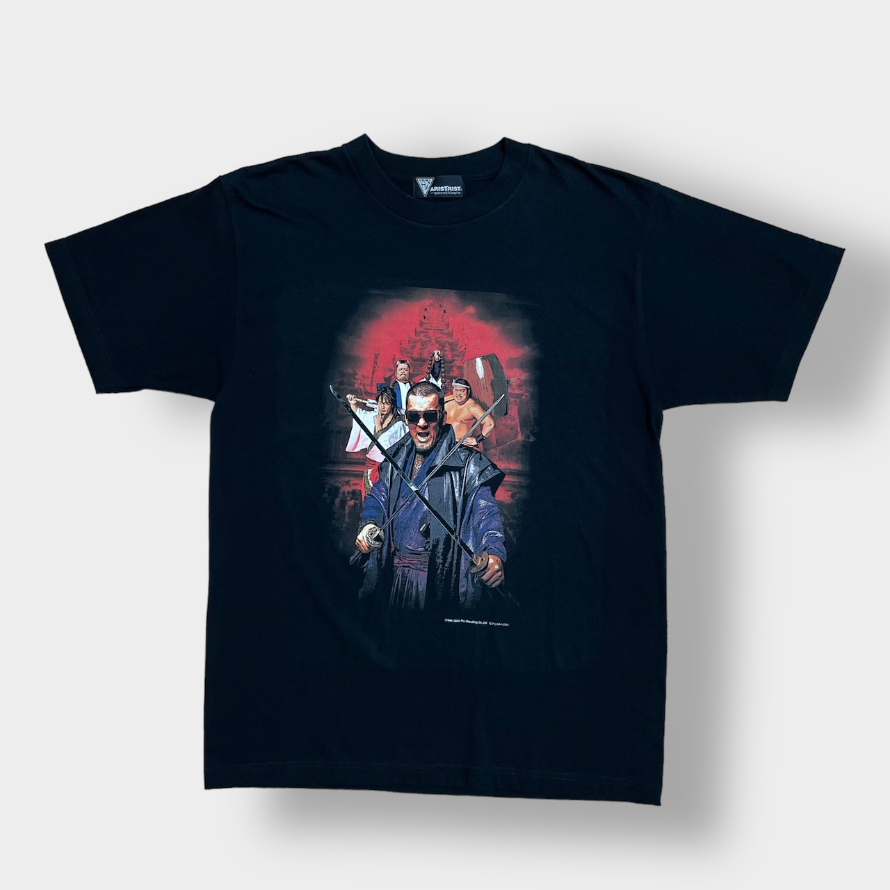 【ARISTRIST】希少 サイン入り パチンコ 江戸の始末屋 プロレス Tシャツ 蝶野 棚橋 天山 中西  ロゴ バックプリント アドバタイジング HEIWA アリストトリスト 新日本プロレス 半袖 us古着