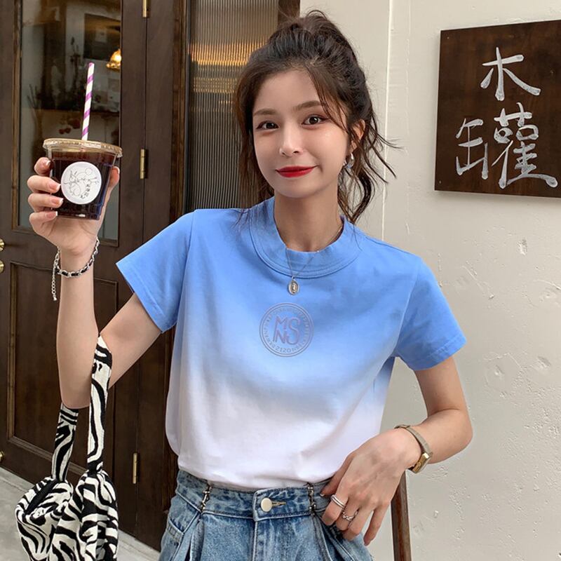 ブラウス サマースリムカラーショート半袖スリーブTシャツ レディース ハーフスリーブ 大人ガーリー スウィート キュート カジュアル 夏物 YY-ファッション30083558391