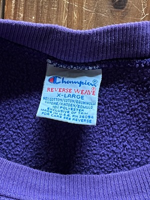 90's 刺繍タグ チャンピオンRW 無地 グレープ 表記(XL) USA製