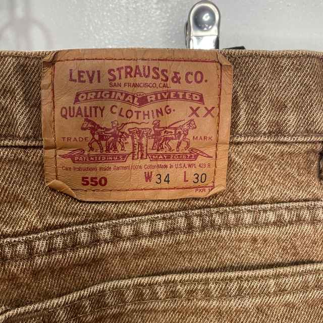 90s USA製 Levi's 550 センタープレスデニムパンツ 茶 W34