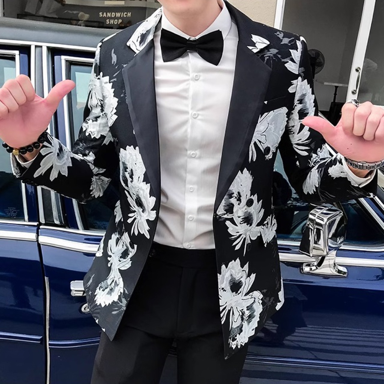 パーソナライズされたメンズダブルブレストジャケット　韓国スタイルのシングルピース　JA002