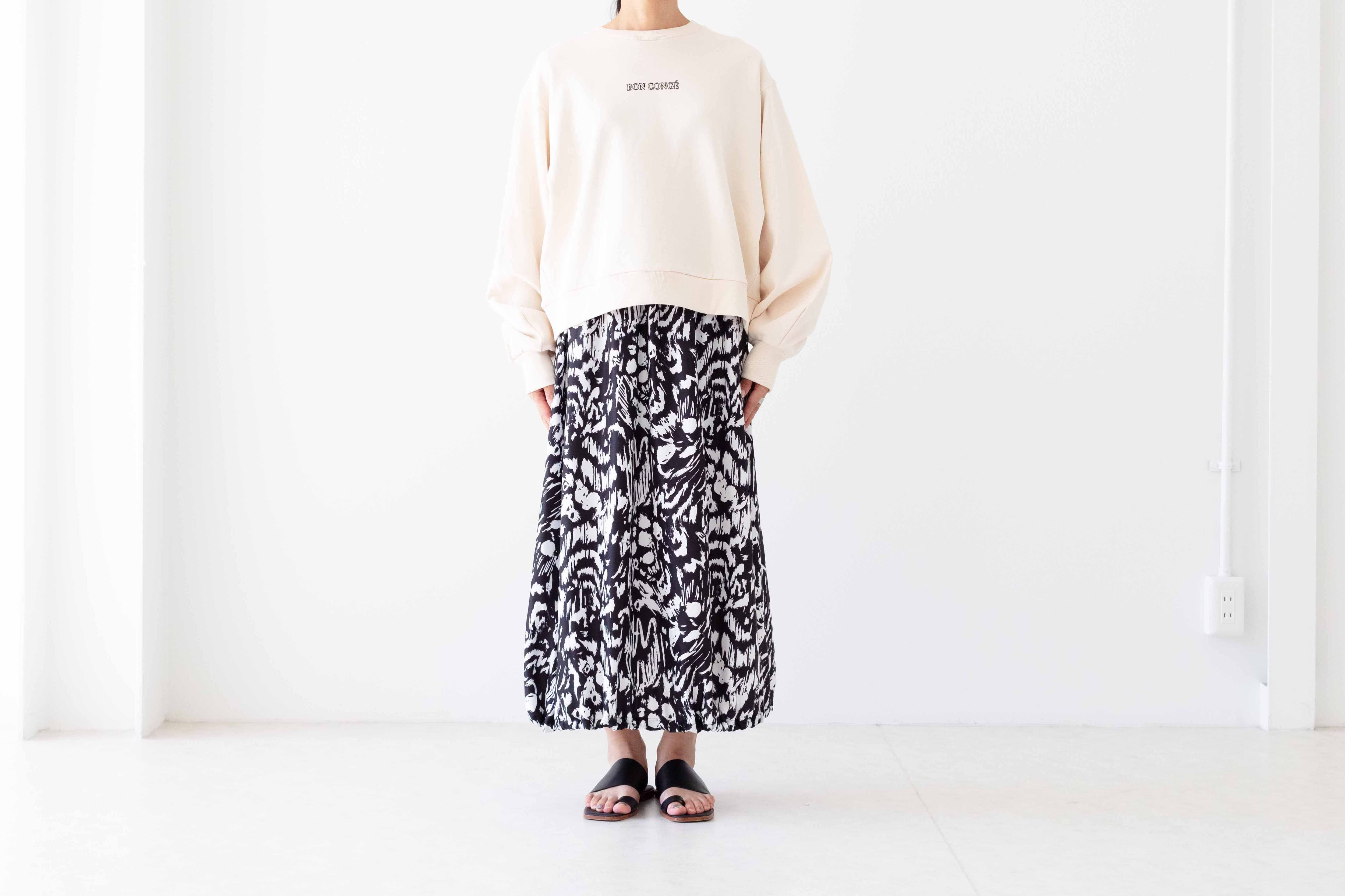 コンパクトライト裏毛 - 袖タックプリントスウェット(bon conge)