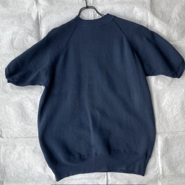 フラタニティ 半袖スウェット 60s カレッジ フロッキープリント ネイビー デッドストック ヴィンテージ古着 XL 画像2