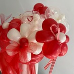花束バルーン ♥ クリームレッド【Ribbon decoration MAX ver.】