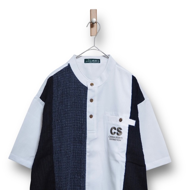 【VINTAGE】半袖バンドカラープルオーバーシャツ