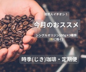 焙煎士イチオシ！　今月のシングルオリジン選ぶ楽しみ♪「時季珈琲」　100g×3種類　粉に挽く【送料無料】