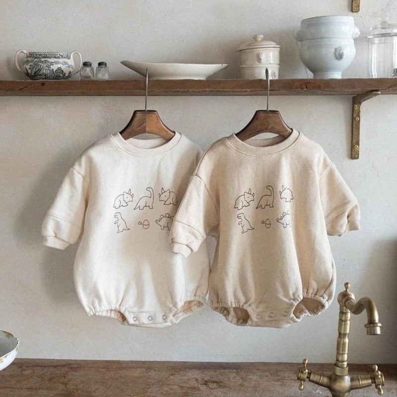 【BABY】秋新作 恐竜柄ロンパース