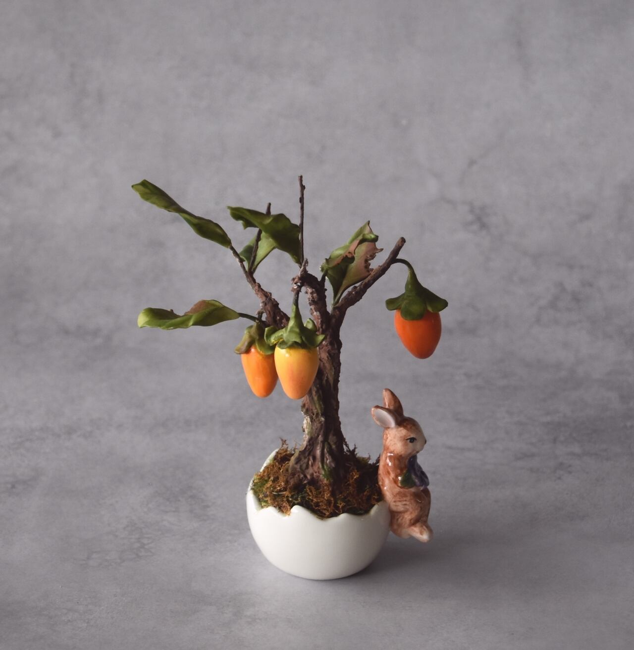 ◇粘土のお花◇ 柿【ロウヤガキ（老爺柿）】盆栽 S1289 | oldfantasy