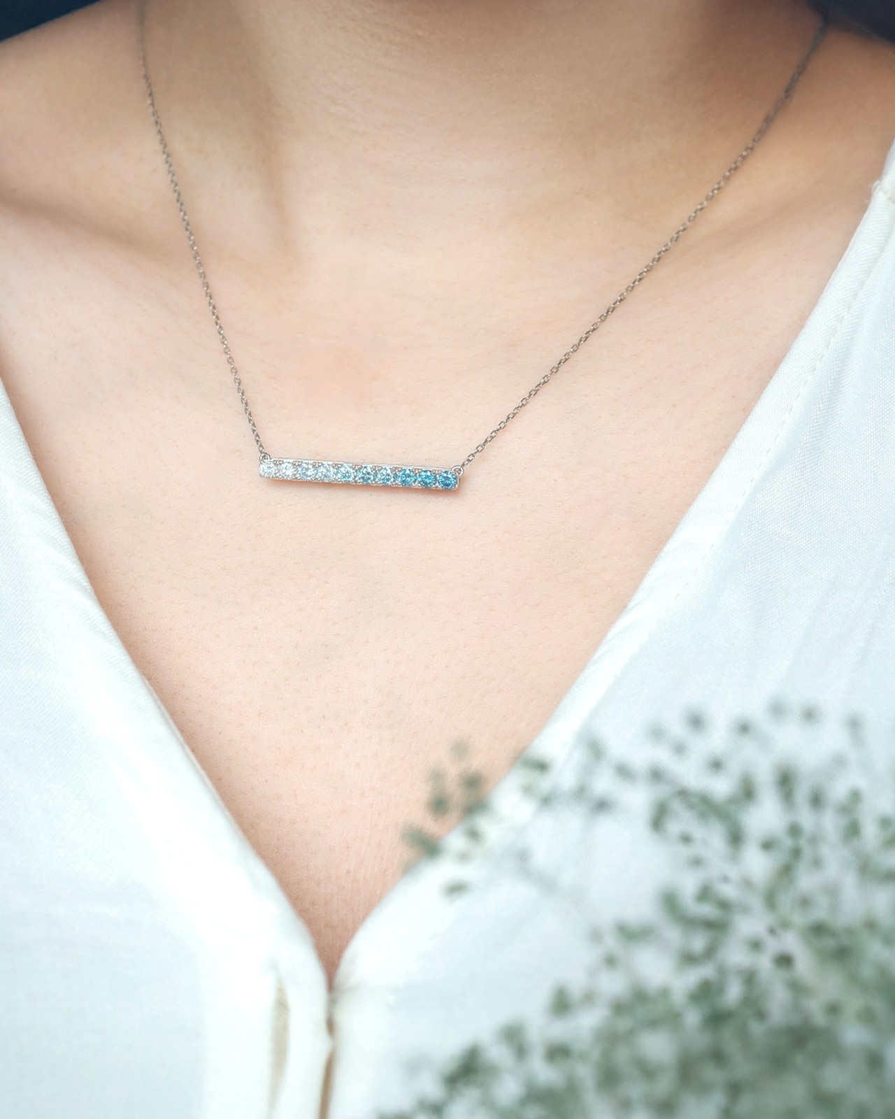 Gradation Line Necklace / Pt / Diamond / KDN-023【受注生産】