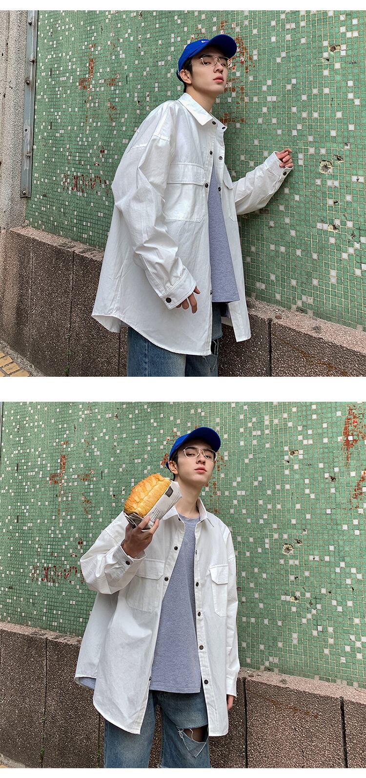 全3色 シャツ トップス 無地 カジュアル シンプル 羽織 長袖