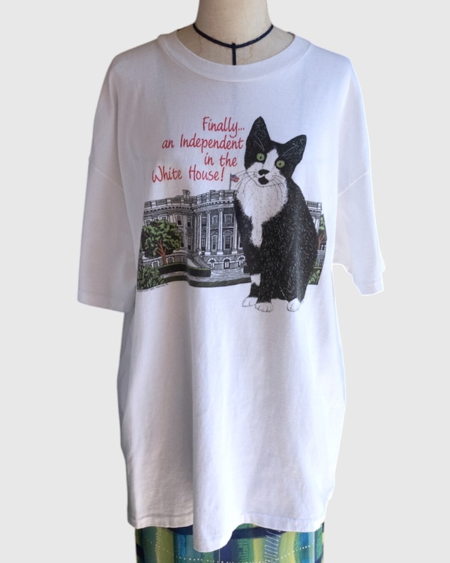 【古着】ホワイトハウスねこT