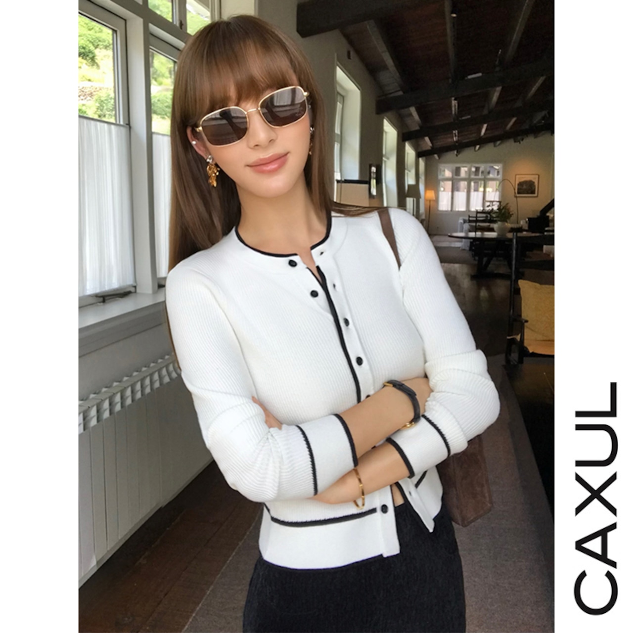 コントラストカラーカーディガン/2color