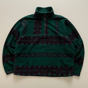 -USED- EDDIE BAUER  FLEECE HALF ZIP JACKET -MOSS GREEN- [L]