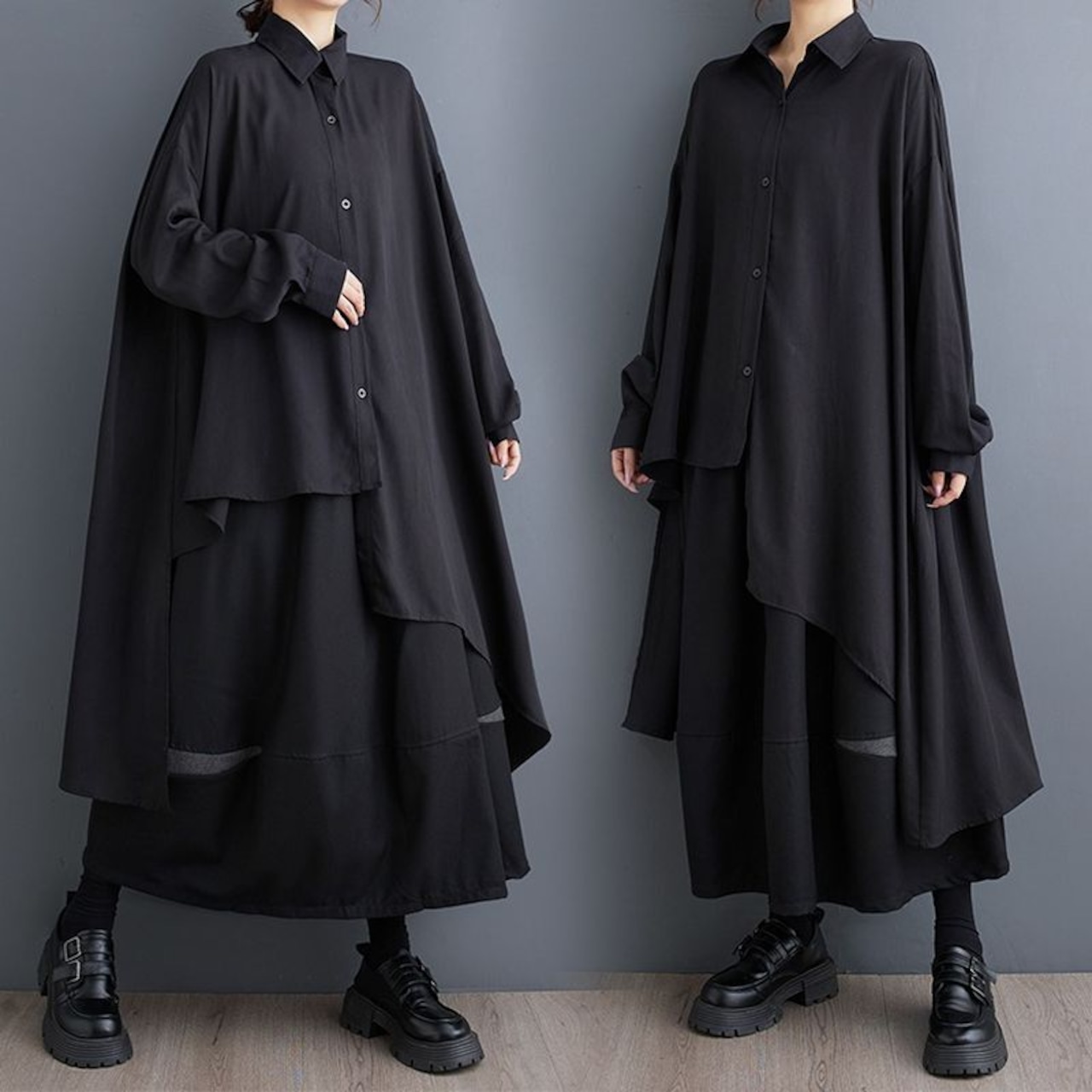 アシンメトリーデザイン シャツチュニック 00159