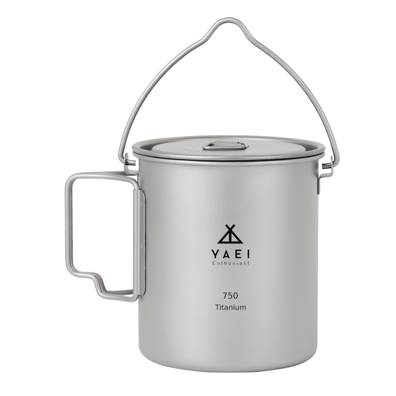 YAEI Enthusiast チタン マグカップ シングルマグ 蓋付き ベイルハンドル付き 750ml （収納バッグ付き)