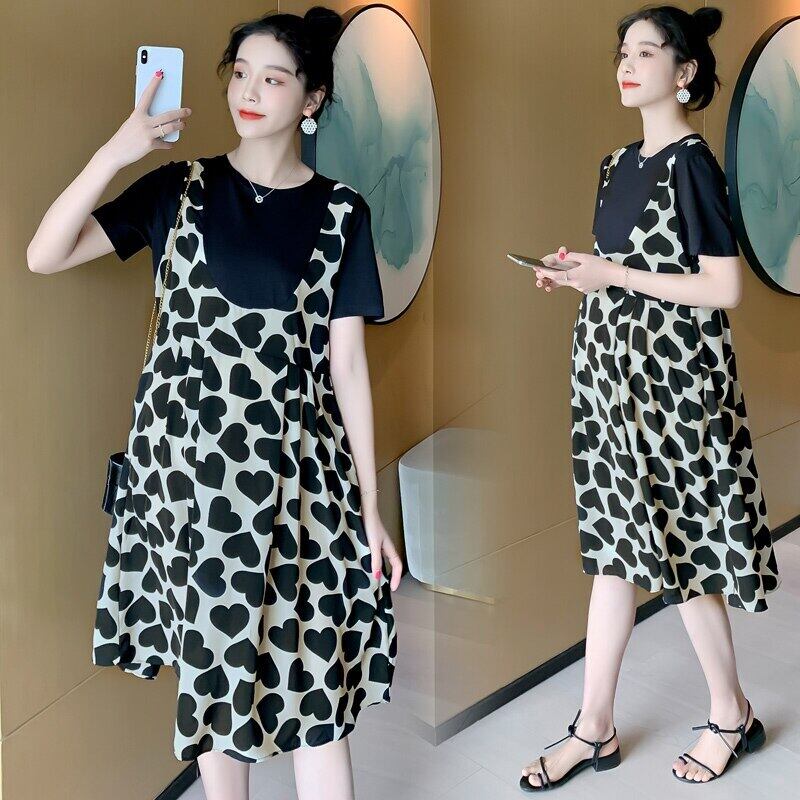 【新作】【送料無料】 1816＃マタニティ服春秋長袖偽ツーピースルーズスタイリッシュドレス妊婦ママドレス ロング スプリング 春物 オータム 秋物 AL expec317106375031