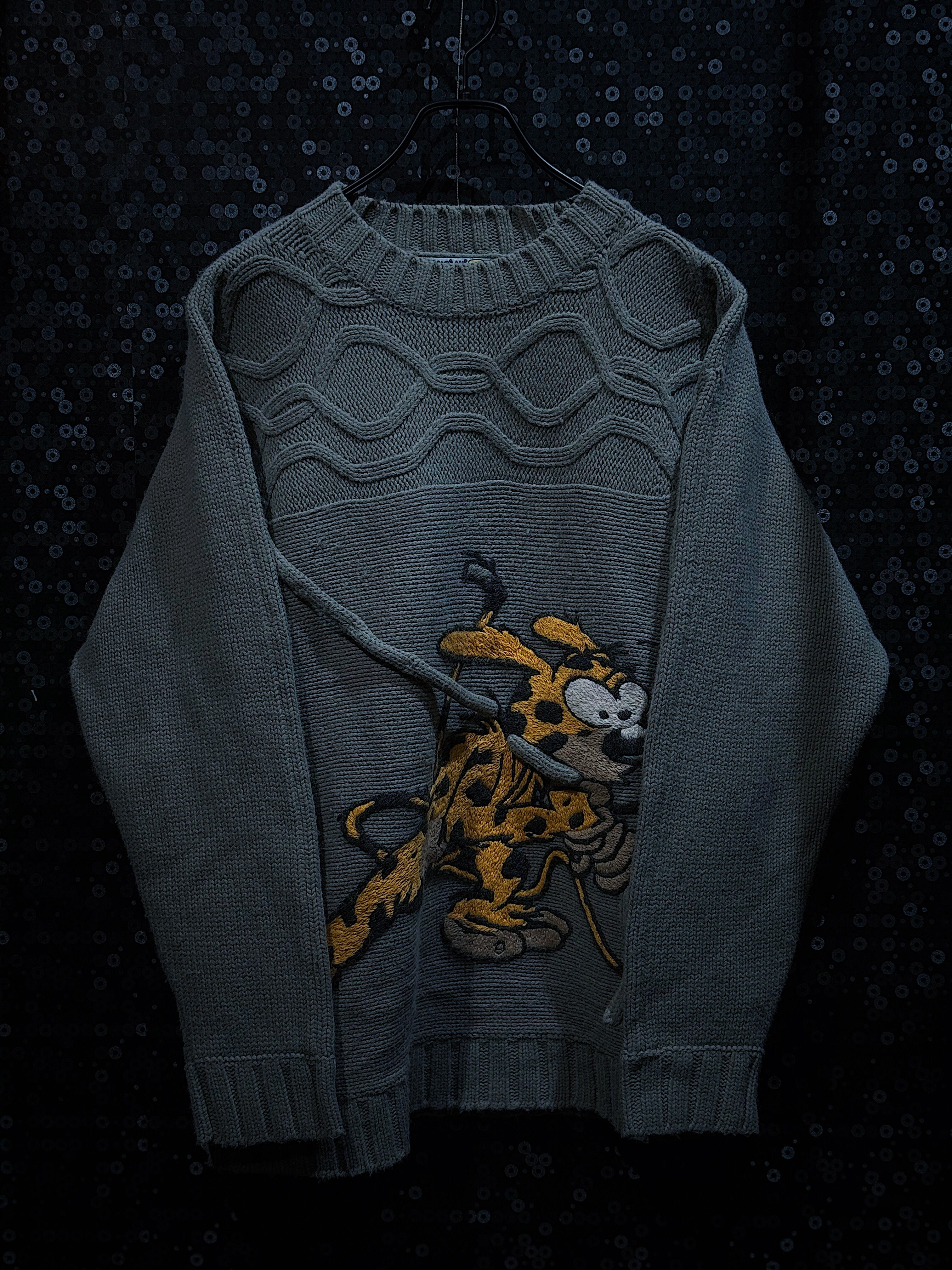"Marsupilami"vintage Marsupilami detail cable Knit style Knit sweater