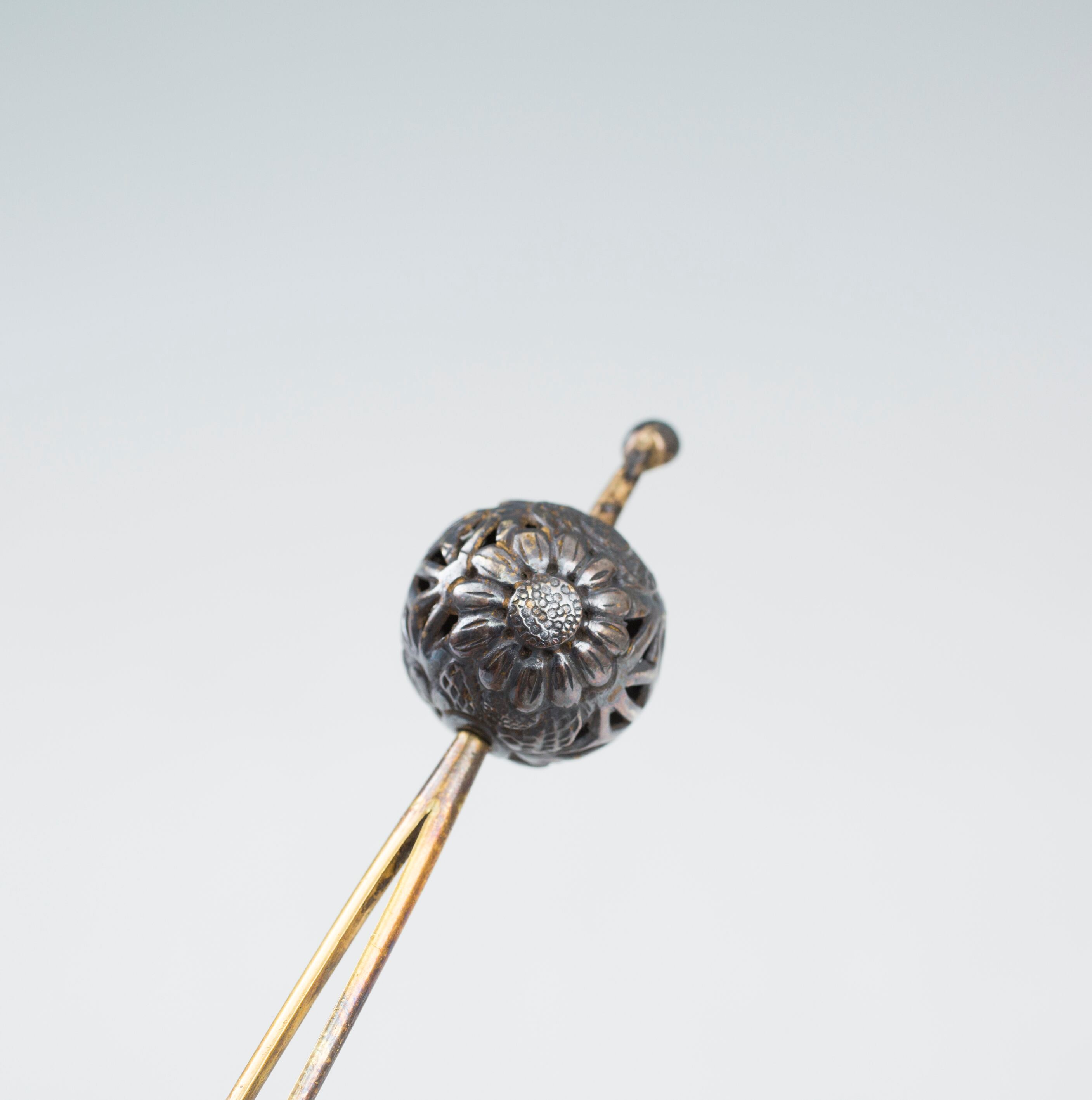 玉かんざし 簪 菊花模様 金工 装身具 髪飾り お着物に 小さめ かわいい