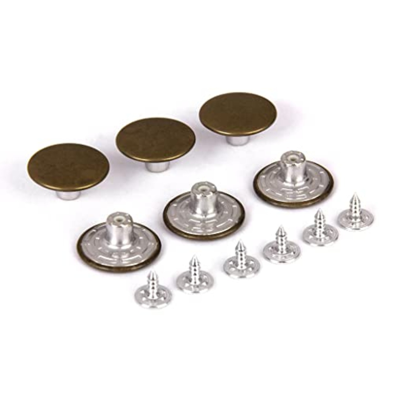 ジーンズ用 20mm ジーンズタックボタン こげ茶色 6個セット